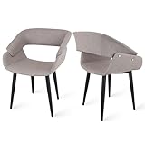 Higliocas Juego de 2 sillas de comedor, sillas de cocina: cómodas sillas de comedor, silla tapizada con reposabrazos y patas de metal (gris)