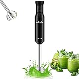 Batidora de mano, Wancle Minipimer 600W batidoras, Función Turbo, para alimentos para bebés, batidos, salsas y sopas (Black)