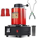 HTONVK Horno de fusión de Oro Mejorado, 1-3 KG Horno de fundición Digital eléctrico 1400W 2100F Kit de Horno de fundición PID Fundición Refinación Joyería Metales Preciosos Oro Plata Cobre Aluminio