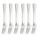 JUNEYEHX - Juego de tenedores de mesa de acero inoxidable de 20 cm, juego de cubiertos, apto para lavavajillas, 6 piezas