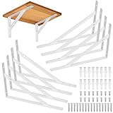 8 Piezas Soportes para Estantes de Pared, Escuadra para Estanterías, Soportes Estantes Triangulares de 90 Grados Angular de Montaje en Pared Pesados para Cocina Libros Estante (Blanco 250X160MM)