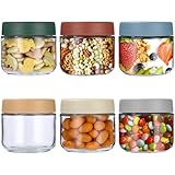 Cotepi 6 Piezas 300 ML Tarros de Cristal,Vasos Yogurtera con Tapa,Tarros de Vidrio Cocina Almacenaje,Hermeticos