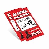 Cartel Alarma Conectada - Cartel Zona Videovigilada - Señal Aviso Policía - Carteles Disuasorios - Interior Y Exterior - 10 x 15 cm - Placa alarma videovigilancia - Resistente Y Duradero. (2)