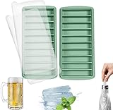 LessMo 2 Piezas Bandejas para Hielo,10palitos, Bandeja Hielo de Silicona Fácil Liberación, Bandejas de Hielo de Silicona con Tapas, Certificado LFGB sin BPA, para Whisky Cócteles Agua Cola