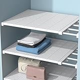 Tielag Estante extensible para armario, estantes expandibles, organizador de almacenamiento para armario, divisor de armario ajustable, separador de estante de tensión, ancho 24 cm, largo 38-60 cm