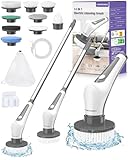 Cepillo Eléctrico Limpieza, [IPX8 Impermeable] 14 EN 1 Homtronics Fregadora Giratoria Eléctrica con 9 Cepillo Reemplazables, 400PPM, Cepillo Limpieza Hogar para Baño, Cocina, Coche, Tina, Piso