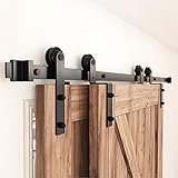 WINSOON 5FT/150cm Puerta Corredera Herrajes Puertas Correderas Kit para Doble Bypass Guia Puertas Correderas Plegable de Interior, Forma I, Puertas no incluidas