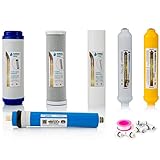 Kit de 5 Filtros Universales para Osmosis Inversa - Incluye Membrana Vontron de 50GPD, Rollo de Teflón, Conectores y T - Ideal para Equipo de 6 Etapas Universal - Nature Water Professionals