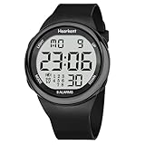 Hearkent Reloj de vibración con 8 alarmas para Personas Mayores, Reloj recordatorio de medicamentos para Personas sordas (Negro)