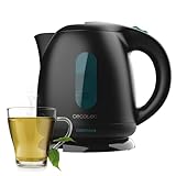 Cecotec Hervidor Eléctrico de Agua 1L Capacidad Thermosense 140 Black. 2200W, Calentamiento Rápido, Filtro Antical, Libre de BPA y Otros Tóxicos, Base con Giro de 360º, Recipiente sin Cables