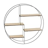LOLAhome Estantería Pared con 4 estantes de Madera de de Paulonia y Metal Negro (Modelo 3 - Ø 50x10 cm - 4 estantes)