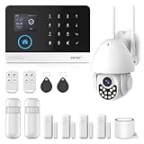 PGST WiFi Alarmas para Casa,4G Kit de Sistema de Alarma, Kit de Alarma con Sensor Puertas,PIR,Control Remotos, Sirena,Cámara de Seguridad,Ampliable según Sea Necesario - Funciona con Tuya/Smart Life