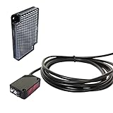 STBTECH Sensor de barrera fotoeléctrica E3Z-R61, montaje en pared interior, NPN (NO o NC conmutable), espejo reflectante, interruptor de apagado N con cable de 2 m, placa reflectante, distancia de