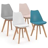 IDMarket - Juego de 4 sillas escandinavas Sara Mix Color Pastel Rosa, Blanco, Gris Claro, Azul