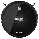 Cecotec Robot Aspirador y Fregasuelo Conga Serie 990, Acero Inoxidable, Negro, Autonomía de 160 Minutos, 0.35 Liters, 11.5 Cm X 57 Cm X 37.5 Cm, Negro