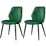 Yaheetech 2PCS Sillas de Comedor Nórdico Sin Brazos Sillas de Cocina con Asiento Tapizado con Patas de Metal para Comedor, Dormitorio y Estudio Verde