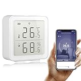 Splenssy Tuya WiFi inteligente Sensor de temperatura para el hogar Sensor de humedad de temperatura inalámbrico Sistema de escena de automatización para el hogar Compatible con Alexa