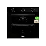 EVVO Horno Eléctrico Empotrable, Eficiencia A - 2800W, 77 Litros, Función Grill, 4 Programas, Temporizador, Mando Selector, Puerta Triple Acristalamiento Modelo: H10 (Color Negro)