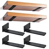 4 Piezas Soporte Estanteria Pared, Soporte Balda Flotante, Soportes de Estante Industriales Resistentes, Capacidad de Carga 70 Kg (Negro, 20cm)