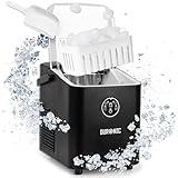 Duronic ICM12 BK Máquina de hielo automática 120W | 8 cubitos en 6 a 8 minutos | Cesta de 1 litro y pala de hielo | Depósito de 1 litro | Hielo para bebidas frías cócteles fiestas