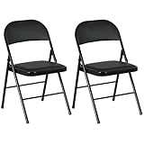 HOMCOM Juego de 2 Sillas Plegables Sillas Abatibles con Respaldo y Estructura de Acero para Salón Oficina Estudio 45x46x78 cm Negro