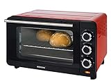 Korona 57005 Horno de pan tostado | rojo | 14 litros | Mini horno con bandeja de migas extraíble | horno pequeño