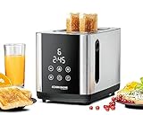 ROMMELSBACHER TOASTER TO 850, 2 ranuras anchas para panes hasta XL tostadas, centrado automático de rebanadas de pan, pantalla LED, indicador de cuenta atrás, 9 niveles, nivel de descongelación,