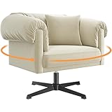 Yaheetech Sillón Relax, Sillón Lectura, Butaca Nórdica Tapizada de Terciopelo, Sofá Individual con Una Almohada para Sala de Estar y Dormitorio, Color Champán