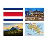 Juego de 4 imanes para nevera de Costa Rica - Bandera de Costa Rica Costa Rica