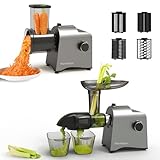 Parmedu Extractor de jugo y rallador de verduras para masticar lentamente: exprimidor en frío para verduras y frutas - Cortador de ensalada eléctrico con función de inversión - Motor silencioso de 250