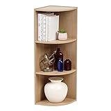 Iris Ohyama, Domowee de madera con estantes / Biuro, Estante de esquina de 3 niveles, Modular, Diseño, Oficina, Casa - Corner Shelf - CX-3C - Marrón claro