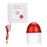 Retekess TH103 Sistema de Alarma, Sistema de Llamada de Emergencia, Pulsador Emergencia Baño Minusvalidos, IP54 Luces y Timbres Doble Alarma, Llamada de Cuerda SOS, para Mayores, Minusválidos