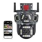 Cámara de seguridad solar inalámbrica para exteriores Cámara de calle IP 6K 12MP for exteriores videovigilancia de 360° protección de seguridad cámara de vigilancia de seguimiento Ai de tres pantallas