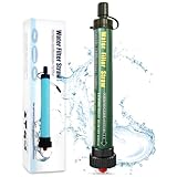 TEUEN Filtro de Agua 2000L Personal Sistema de Filtración de Agua 0.01 Micron Mini Purificador de Agua Portátil para Excursionismo Campamento Acampada Supervivencia y Emergencias (Verde 1Pack)