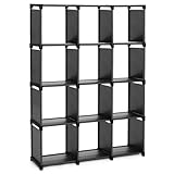 SONGMICS EstanterÍa Modular 12 Cubos, LibrerÍa Abierta, Armario para Estudio, EstanterÍa Almacenaje en Sala de Estar, Negro LSN12BK