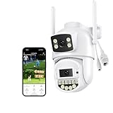 Reobiux Camara Vigilancia WiFi Exterior, 2.5k Doble Lente, 2.4/5GHz WiFi Camara de Seguridad Exterior, Visión Nocturna Color 30m, Audio Bidireccional, Detección Humana Automática, IP66