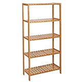 SONGMICS Estantería de Almacenamiento de Bambú, Zapatero para Plantas de 4 Niveles, para Entrada, Baño, Sala de Estar, Balcón, Cocina, 5 estantes