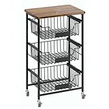 GOPLUS Carro de Verduras y Frutas de 4/5 Niveles, Estante de Cocina Rodante con Cestas de Malla Deslizantes, Carrito de Almacenamiento con Ruedas para Cocina, Sala de Estar, Comedor (4 Niveles)