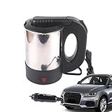 Hervidor de viajes eléctricos - hervidor de coches portátiles, calentador de agua caliente | Caldera de agua eléctrica de acero inoxidable, taza de café de automóvil de 12 V 24 V para ebullición rápid