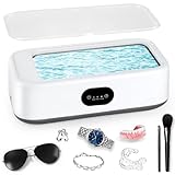 Limpiador Ultrasonidos 49000Hz, Limpiador de Gafas 640ML, Dentaduras Ultrasonidos con 3 Modos de Limpieza Temporizador, para Gafas Joyas Relojes Dentaduras Razots