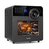 Klarstein AeroVital Cube Chef - Freidora aire, Freidora sin aceite con potencia 1700 W, Freidora de aire con volumen 14 L, 50-220 °C, Pincho giratorio, Pantalla táctil, 16 programas, Negro