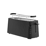 Alessi Plissé MDL15 B - Tostador de Doble Compartimento Largo, en Resina Termoplástica, Rejilla para Bollos en Acero Inoxidable 18/10 y Resina Termoplástica, Enchufe Europeo, 1700 W, Negro