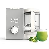 BEABA, Babycook Express, Robot de cocina infantil 4 en 1, Cocción exprés 15min, Mezcla personalizada, Cocción al vapor sana y suave, Descongelación, Textura homogénea, Capacidad 1 250 ml, gris