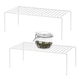 QIWODE - Estante de almacenamiento de metal para armario de cocina, encimeras, despensas, alimentos y utensilios, color blanco