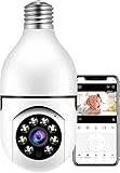 YOOSEE Cámara de seguridad de la bombilla, E27 WiFi color nocturna 360 grados Pan/Tilt Cámara IP panorámica, 2.4GHz 1080P Smart Home Vigilancia Niños Cam Alarma Dos Vías