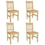 vidaXL 4 sillas de Comedor Hechas de Madera de Pino, Color Madera Natural