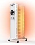Midea Radiador de aceite NY1507-22M, 1500 W, ahorro de energía, silencioso, calefactor eléctrico de 7 costillas, termostato, 3 niveles de calor, protección contra inclinación y sobrecalentamiento,