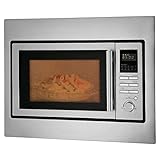 Microondas encastrable Bomann 3en1 con grill y convección,25 L de espacio de cocción, 10 programas automáticos,incl. rejilla grill y plato giratorio (Ø 32 cm),900 vatios,acero inoxidable,MWG 2216 H EB