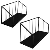 PrimoLiving Juego de 2 estantes de pared de diseño negro, de metal, para colgar en la pared, elegante, para libros, decoración en negro, salón, dormitorio, cocina, oficina, P-12390