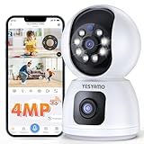 YESYAMO Cámara Vigilancia WiFi Interior 2K 4MP, Cámara Vigilancia Domicilio WiFi con 2.4G/5G WiFi 360° Cámara de Seguridad para bebé, Perro, Visión Nocturna, Seguimiento Automatico, Detección AI